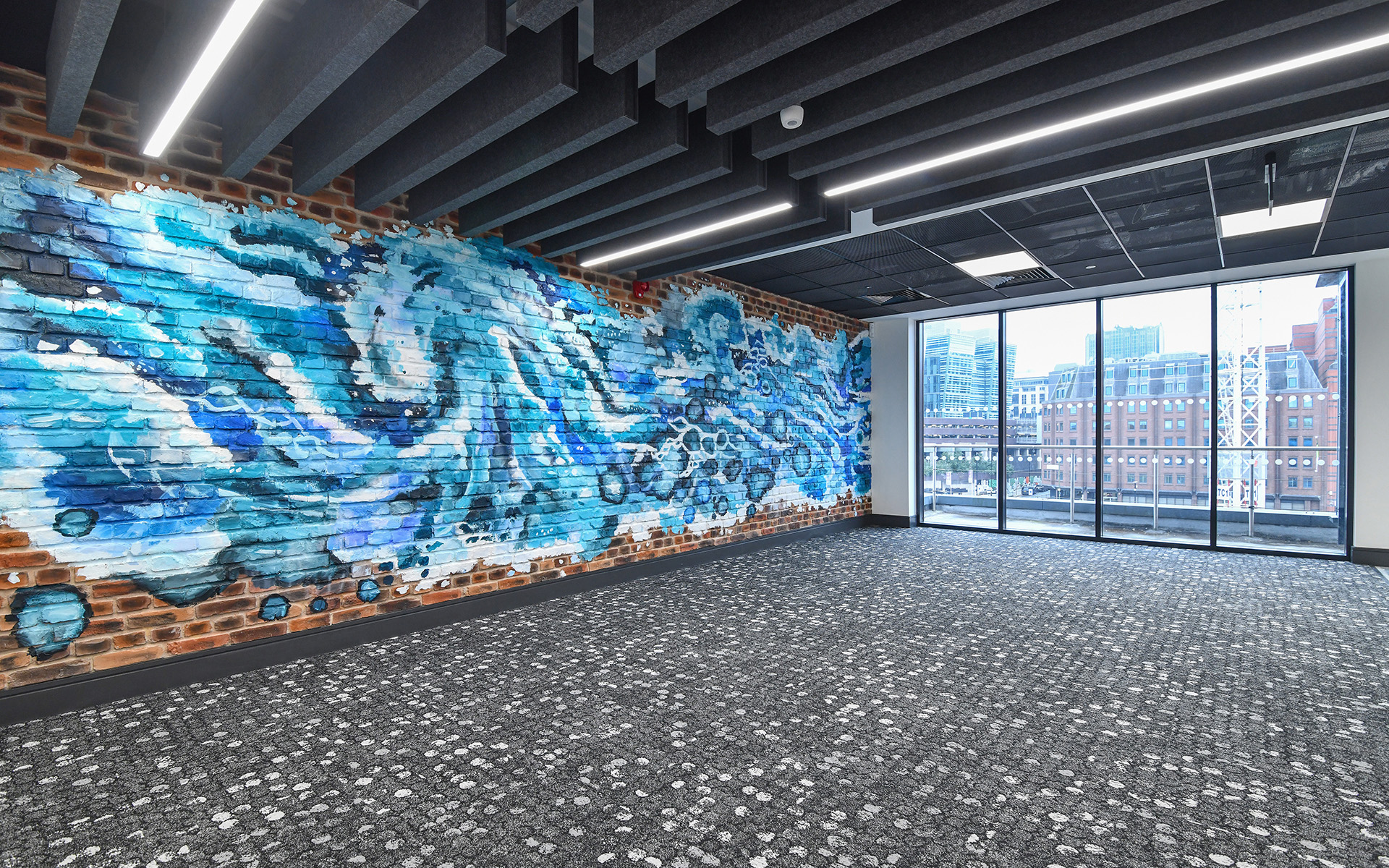 Feature wall and balcony